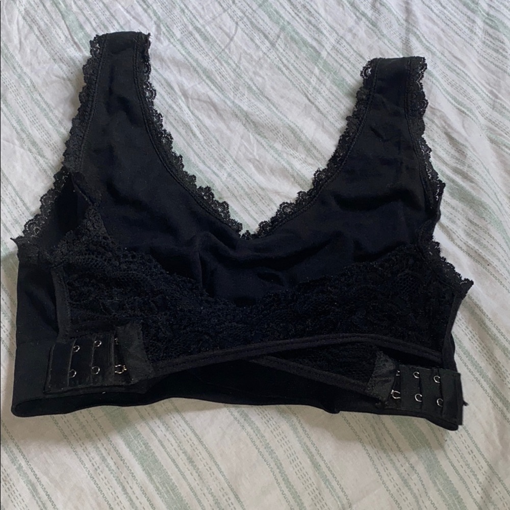 Lace Trim Black Bralette